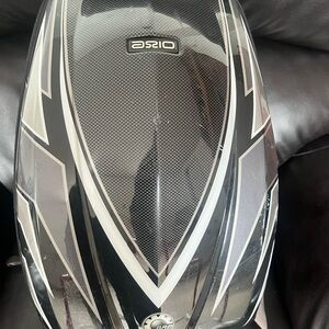 Osio Black and Silver Graphic Motorcycle Helmet Shell